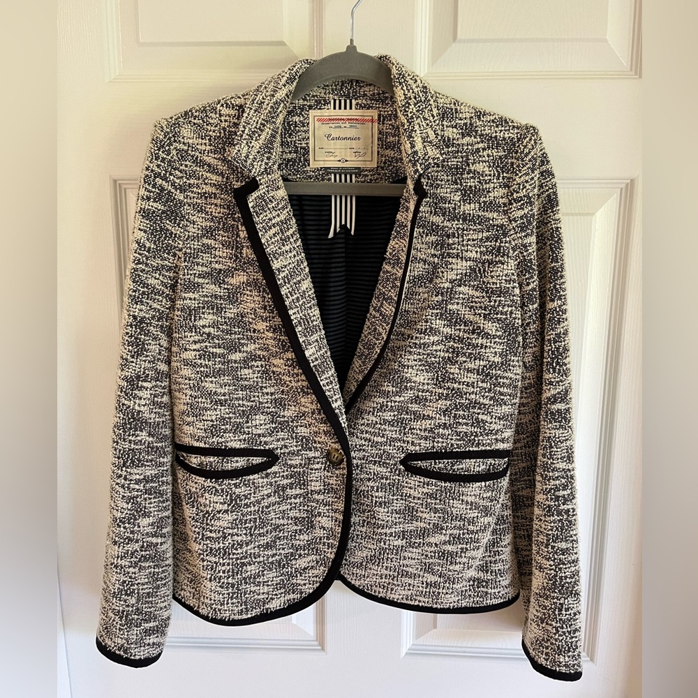Anthropologie Cartonnier Lakehouse Marled Knit Textured Blazer Sz 6